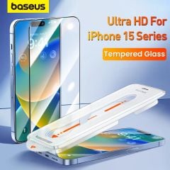 Kính Cường Lực Baseus Crystalline Series Anti-Glare Full-Coverage HD with Built-in Dust Filter for iP 15/16 Series