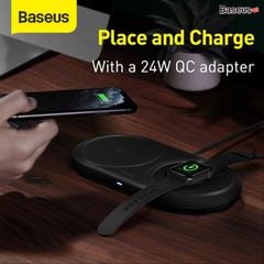 Sạc nhanh không dây tích hợp đế giữ dây sạc Apple Watch Baseus Planet 2 in 1 (Wireless Quick charger + Cable winder)