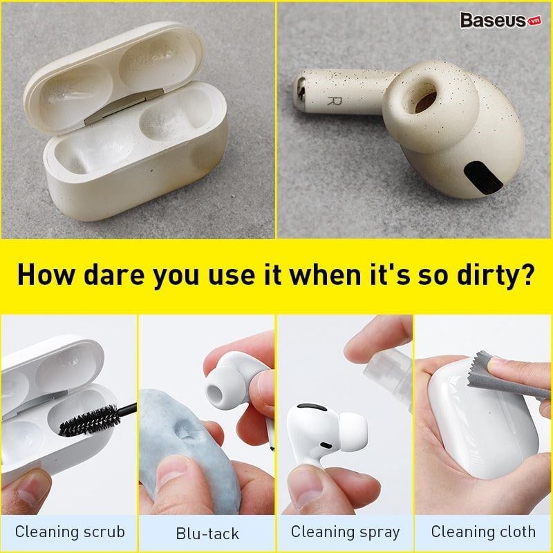 Bộ dụng cụ vệ sinh mini Baseus Portable Cleaning Set chuyên dụng cho Smartphone/Airpod/Screen/Keyboard