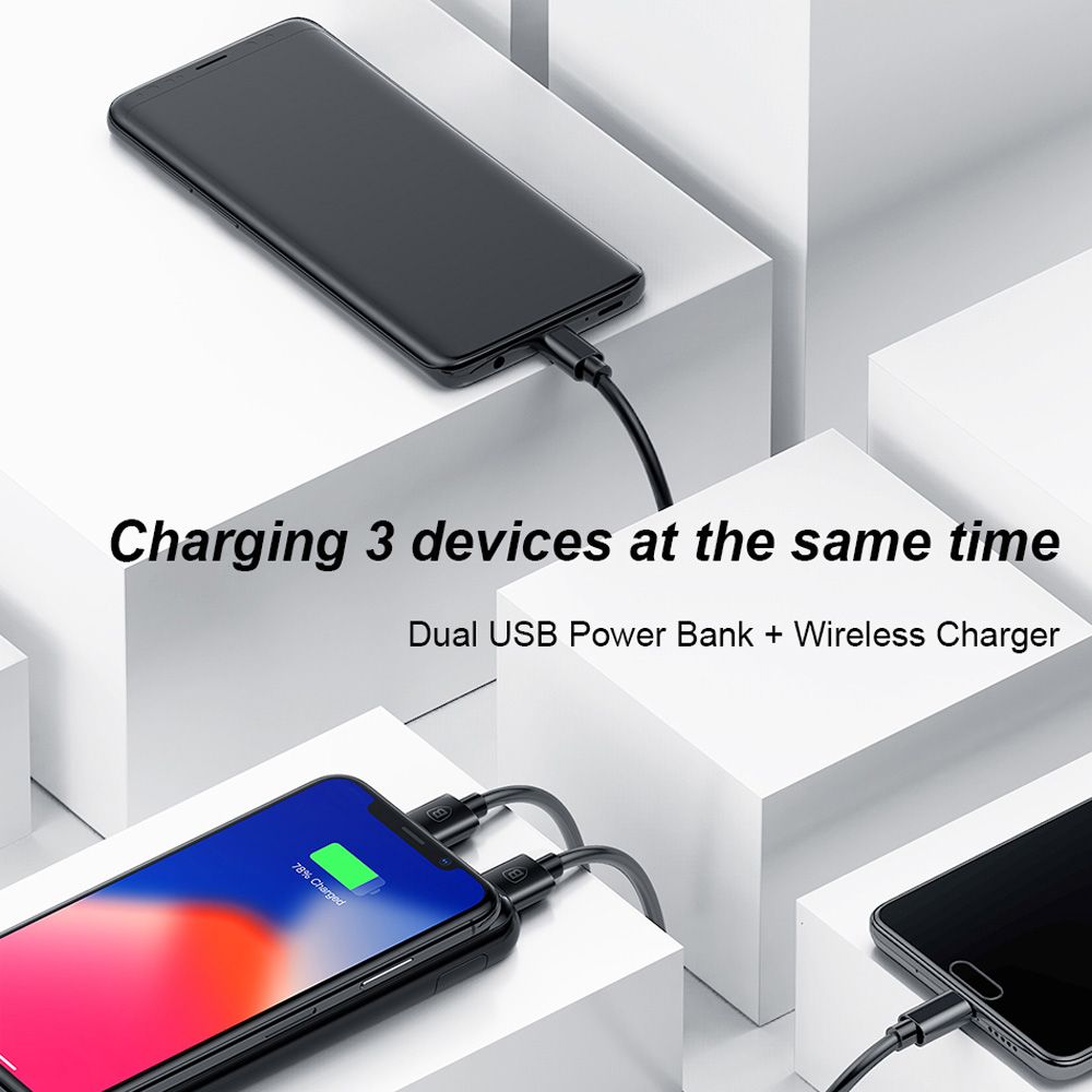 Pin sạc dự phòng không dây Baseus LV197 cho iPhoneX (LCD Qi Wireless Charger, 8000 mAh, 2A, Power Bank)