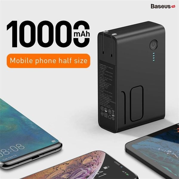 Bộ sạc nhanh tích hợp pin dự phòng Baseus Power Station 2in1 10000mAh PD3.0/QC3.0 (18W Type C and USB Double Quick Charge, Travel Charger & Powerbank)