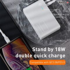 Bộ sạc nhanh tích hợp pin dự phòng Baseus Power Station 2in1 10000mAh PD3.0/QC3.0 (18W Type C and USB Double Quick Charge, Travel Charger & Powerbank)