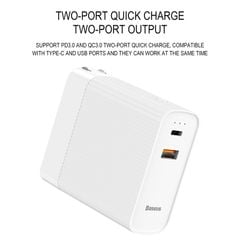 Bộ sạc nhanh du lịch 2 trong 1 Baseus Power station Travel Charger tích hợp pin dự phòng 5000mAh (15W, Type C PD 3.0/ USB Quick charge 3.0)