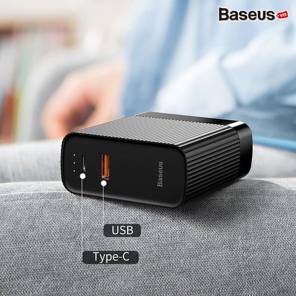 Bộ sạc nhanh du lịch 2 trong 1 Baseus Power station Travel Charger tích hợp pin dự phòng 5000mAh (15W, Type C PD 3.0/ USB Quick charge 3.0)