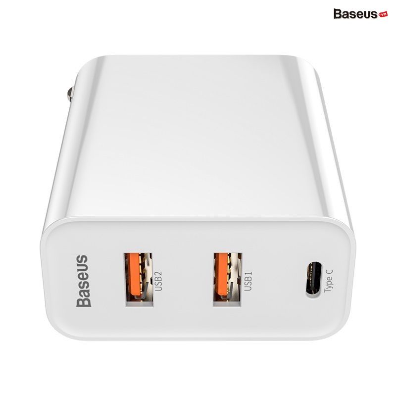 Bộ sạc nhanh đa năng, công suất cao Baseus PPS Quick Charger 60W cho Smartphone/ Tablet/ Laptop (3 ports, Type C+ Dual USB, PPS/ PD/ QC Full Quick Charge Protocol )