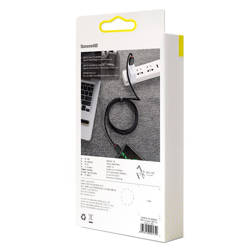 Cáp sạc nhanh Baseus Purple Ring – Type-C, 40W 5A, hỗ trợ Huawei SuperCharge, dùng cho Huawei/Samsung/Xiaomi ổn định