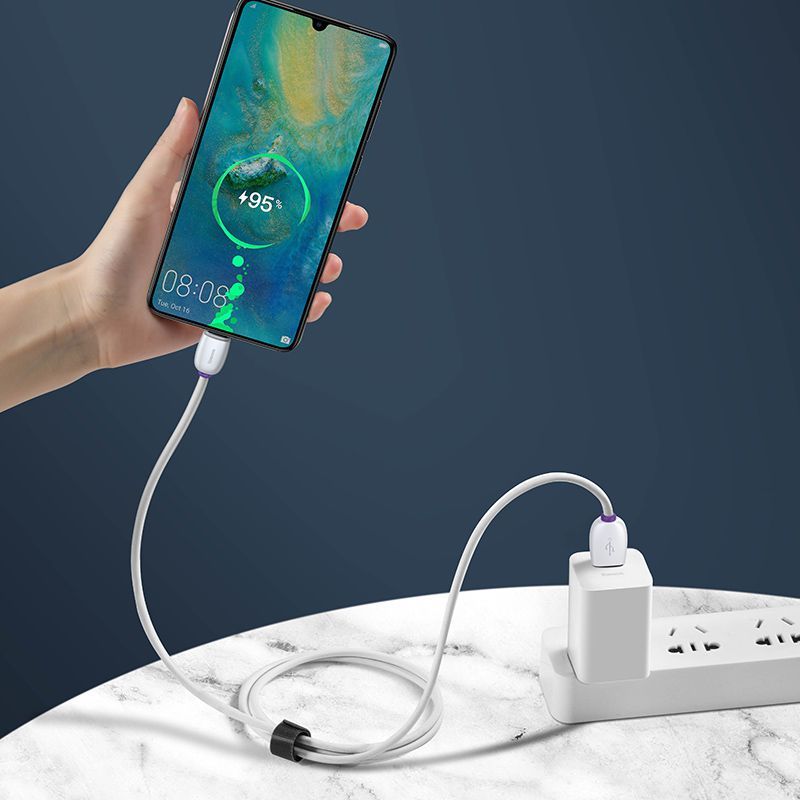 Cáp sạc nhanh Baseus Purple Ring – Type-C, 40W 5A, hỗ trợ Huawei SuperCharge, dùng cho Huawei/Samsung/Xiaomi ổn định