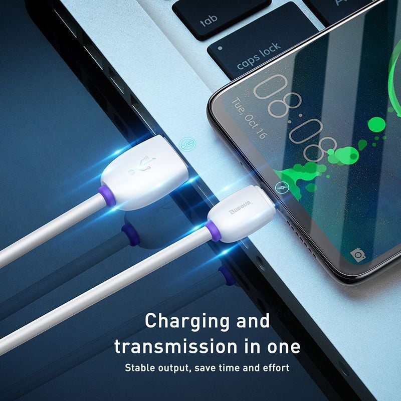 Cáp sạc nhanh Baseus Purple Ring – Type-C, 40W 5A, hỗ trợ Huawei SuperCharge, dùng cho Huawei/Samsung/Xiaomi ổn định
