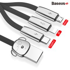 Cáp sạc và truyền dữ liệu tốc độ cao Baseus Rapid Series 3-in-1 LV468 ( USB Type A to USB Type C/ Micro USB/ Lightning  Fast Charging & Sync Data Cable)