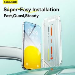 Kính Cường Lực Baseus Crystalline Series Anti-Glare Full-Coverage HD with Built-in Dust Filter for iP 15/16 Series