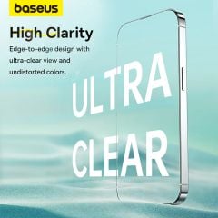 Kính Cường Lực Baseus Crystalline Series Anti-Glare Full-Coverage HD with Built-in Dust Filter for iP 15/16 Series