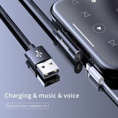 Cáp sạc tích hợp đầu chia Lightning 1 thành 2 Baseus Rhythm Bent Connector Audio and Charging Cable dùng cho iPhone/iPad