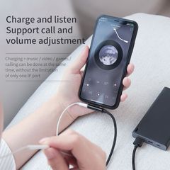 Cáp sạc tích hợp đầu chia Lightning 1 thành 2 Baseus Rhythm Bent Connector Audio and Charging Cable dùng cho iPhone/iPad