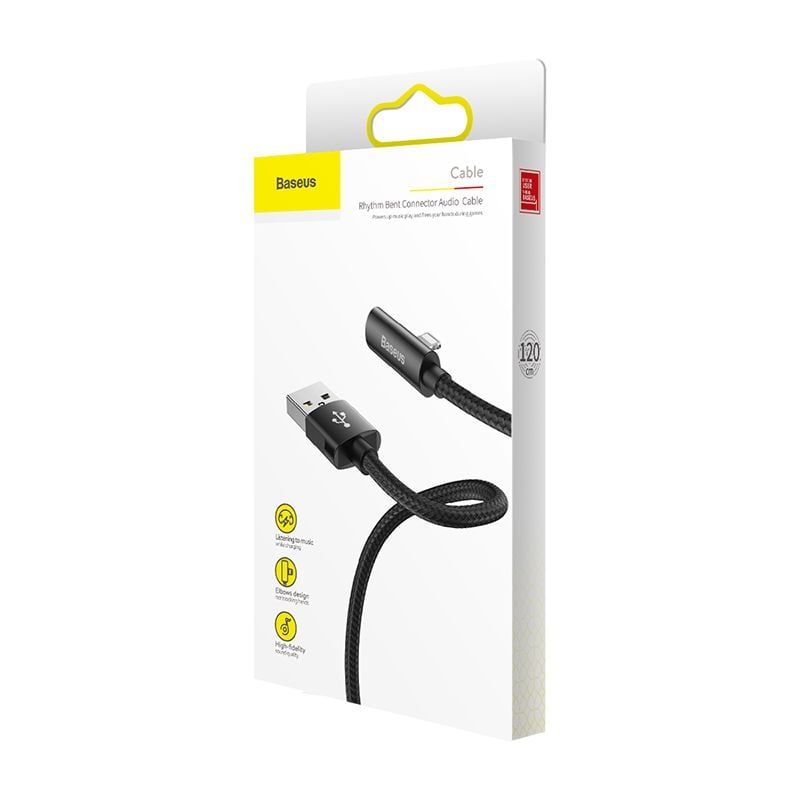 Cáp sạc tích hợp đầu chia Lightning 1 thành 2 Baseus Rhythm Bent Connector Audio and Charging Cable dùng cho iPhone/iPad