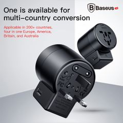 Bộ sạc chân cắm xoay đa năng Baseus Rotation Type Universal 2 Port USB 2.4A (US/ UK/ EU/ AU, Universal USB Travel Charger/ Adapter)