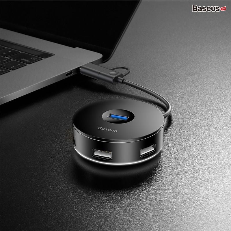 Hub chuyển đa năng Baseus Round Box HUB Adapter（Type-C+USB A to USB3.0 +USB2.0*3)