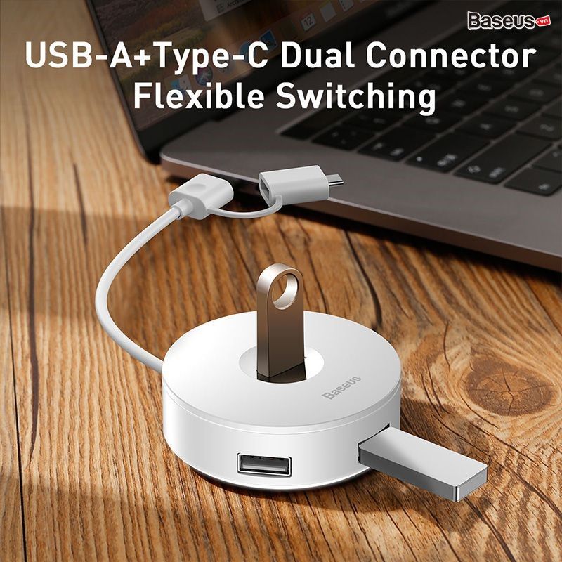 Hub chuyển đa năng Baseus Round Box HUB Adapter（Type-C+USB A to USB3.0 +USB2.0*3)