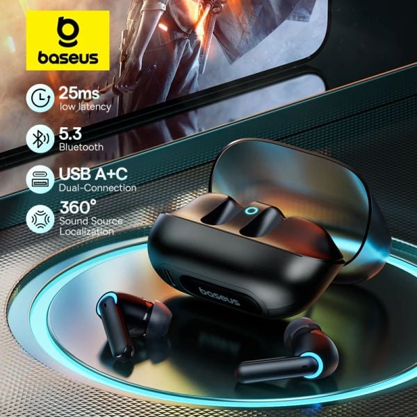 Tai Nghe Bluetooth Baseus AeQur G10 True Wireless Earphones (Bluetooth 5.3, GPS - APP Control, Super Fast charge, Nearly No-delay, Bisa 3D Gaming Earbuds)