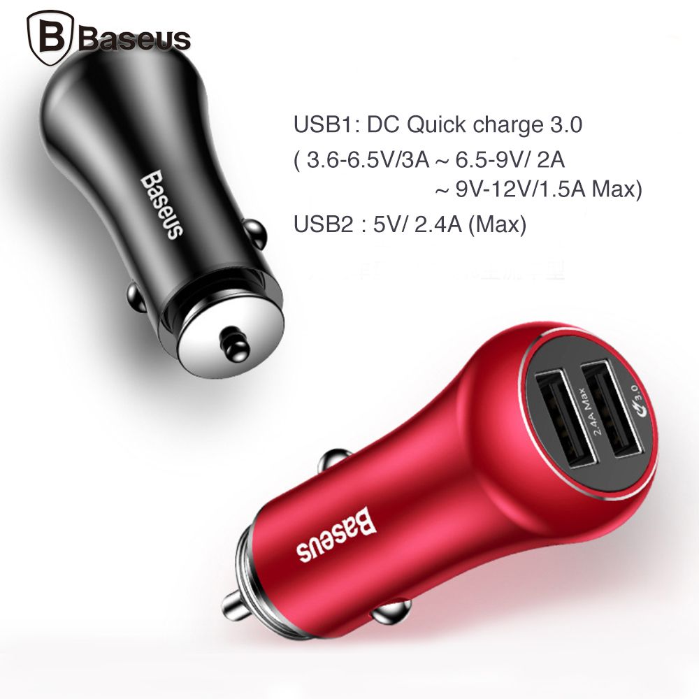 Bộ tẩu sạc nhanh đa năng dùng cho xe hơi Baseus (Quick charge 3.0, 2 cổng USB)