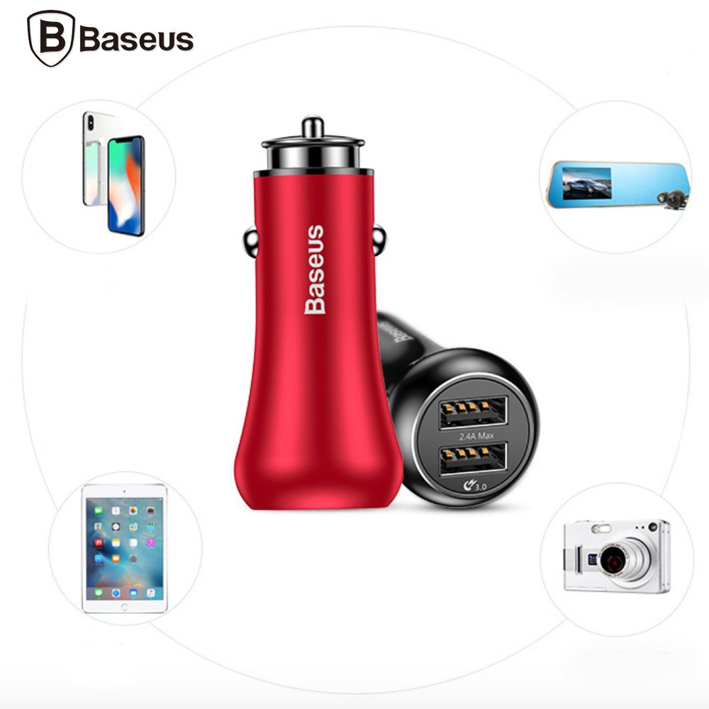 Bộ tẩu sạc nhanh đa năng dùng cho xe hơi Baseus (Quick charge 3.0, 2 cổng USB)