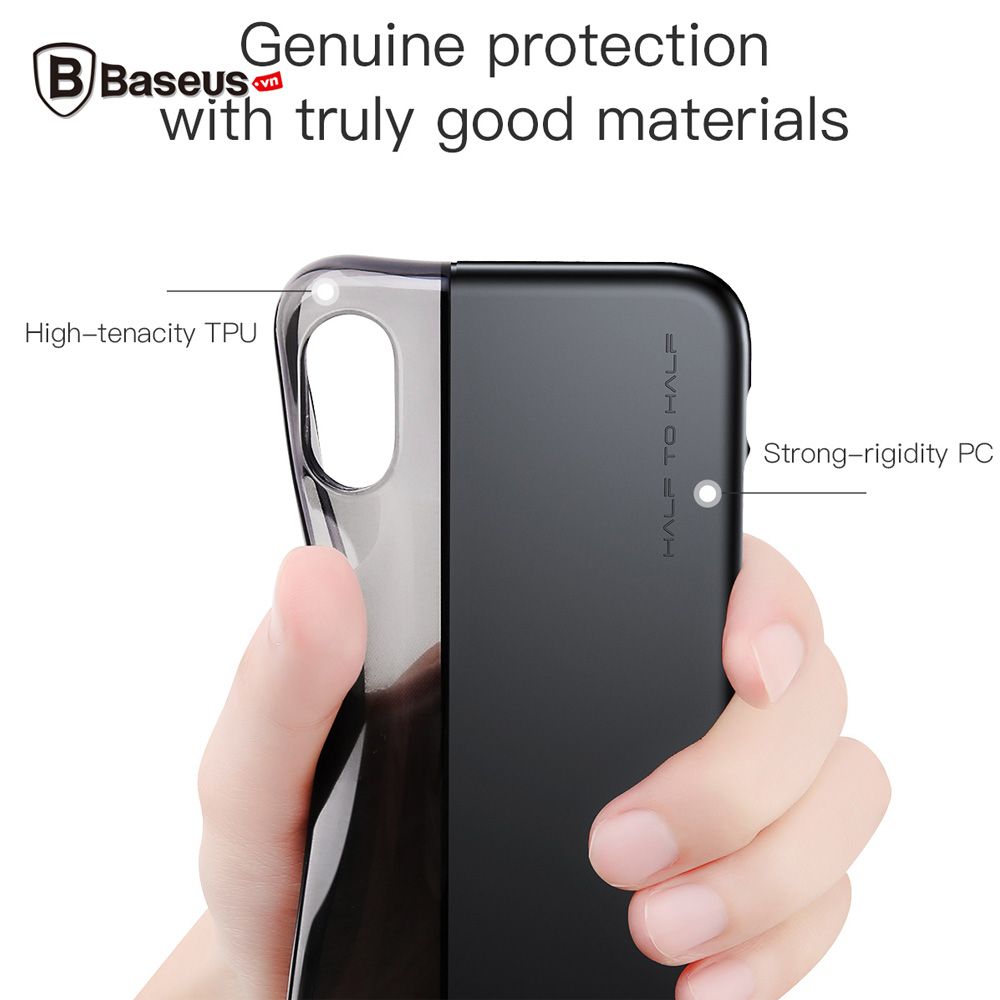 Ốp lưng Baseus Haft to Haft LV181 cho iPhone X Gold/ Đỏ/ Đen (Soft TPU + Hard PC Protective Shell Back Cases)