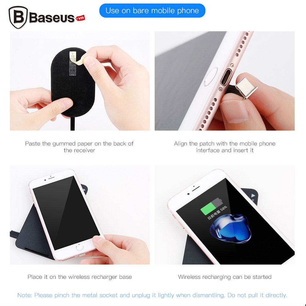 Baseus Wireless Charge Receiver dùng cho các bộ sạc không dây (Type C/ Lightning/ Micro USB - Cuộn cảm ứng từ)