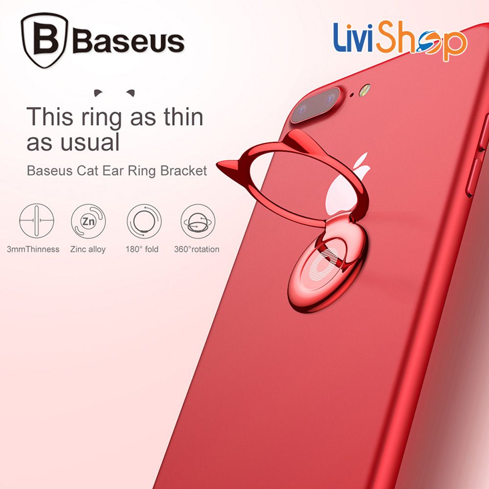 Baseus Finger Ring Holder  đeo tay chống đánh rơi điện thoại hình con mèo bằng kim loại cao cấp ( Baseus Privity Ring Bracket/ Finger Ring Holder)