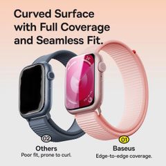 Kính Cường Lực/Miếng Dán Baseus NanoCrystal Full-Coverage Curved-Screen Crystal for 42mm/46mm AP Watch 10, 49mm AP Watch Ultra 1/2 (Bộ 1 Cái, Dust-Free Installation Tool and Cleaning Kit Included)
