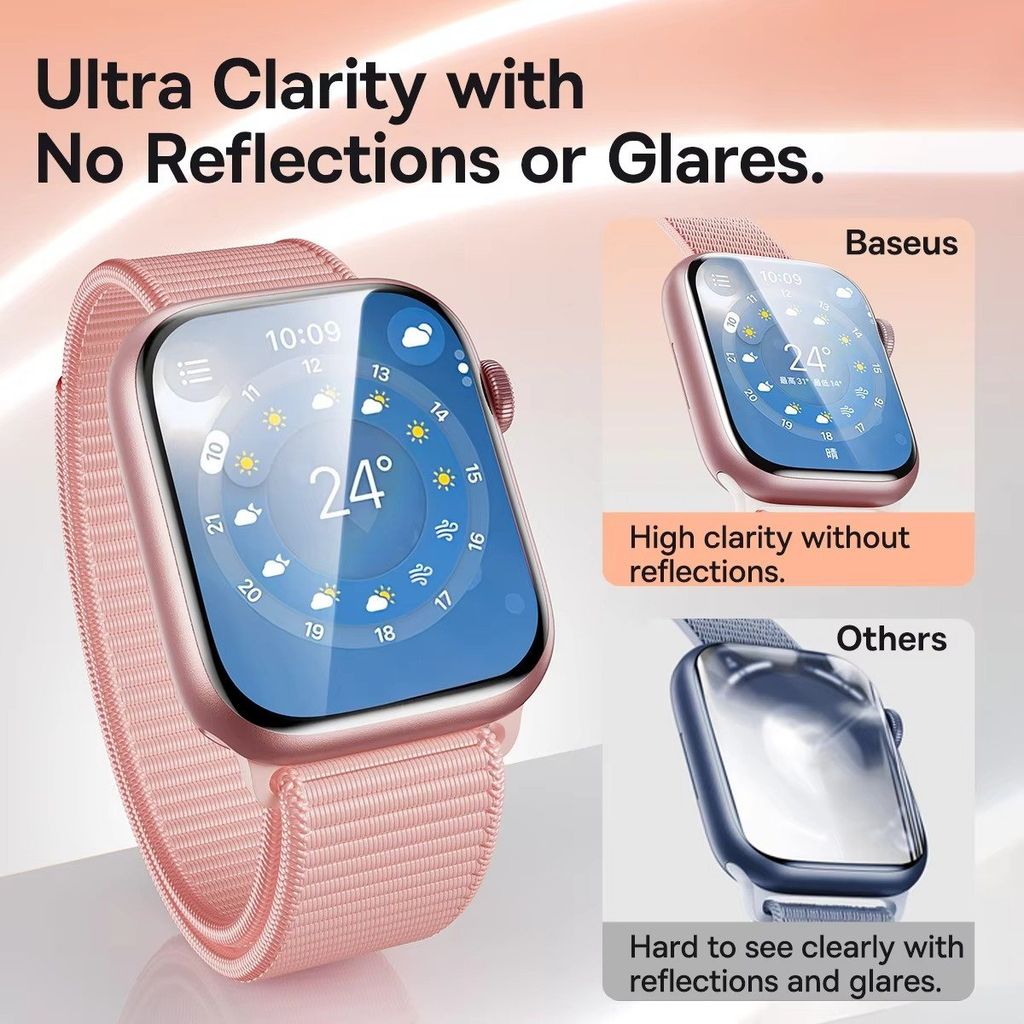 Kính Cường Lực/Miếng Dán Baseus NanoCrystal Full-Coverage Curved-Screen Crystal for 42mm/46mm AP Watch 10, 49mm AP Watch Ultra 1/2 (Bộ 1 Cái, Dust-Free Installation Tool and Cleaning Kit Included)