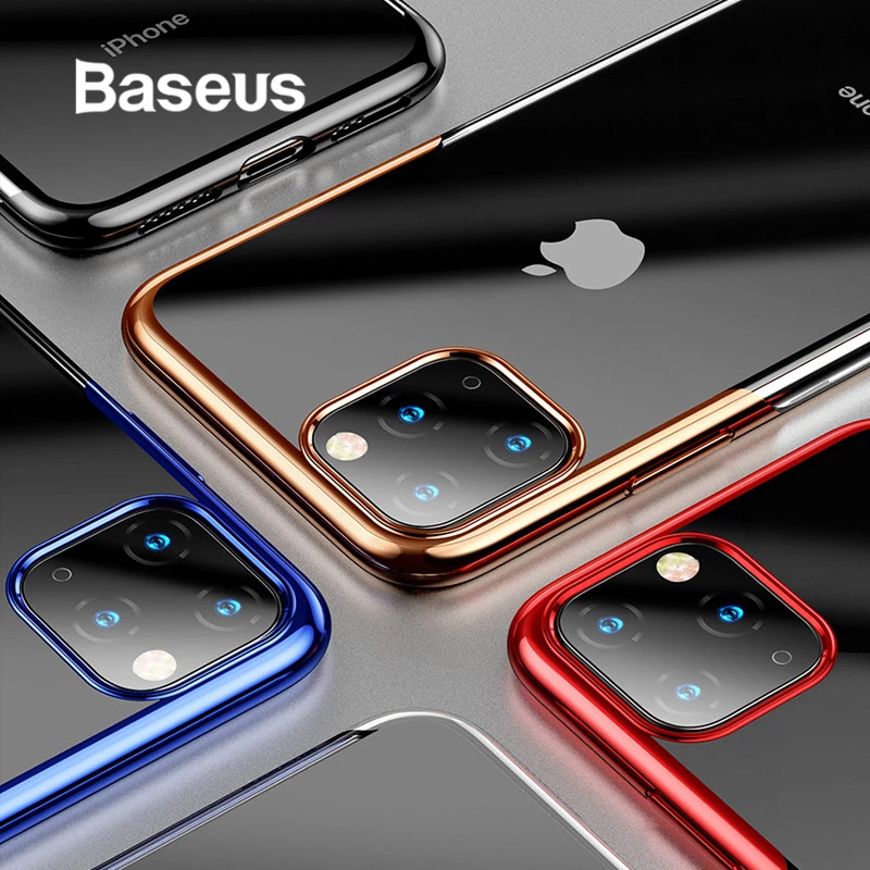 Ốp lưng Baseus Shining – TPU dẻo trong suốt, viền si Crome màu, chống sốc, cho iPhone 11/Pro/Pro Max (2019), mỏng nhẹ