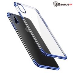 Ốp lưng trong suốt viền si màu Baseus Glitter Case LV237 cho iPhone X ( Ultra Thin Luxury Plating Plastic Case)