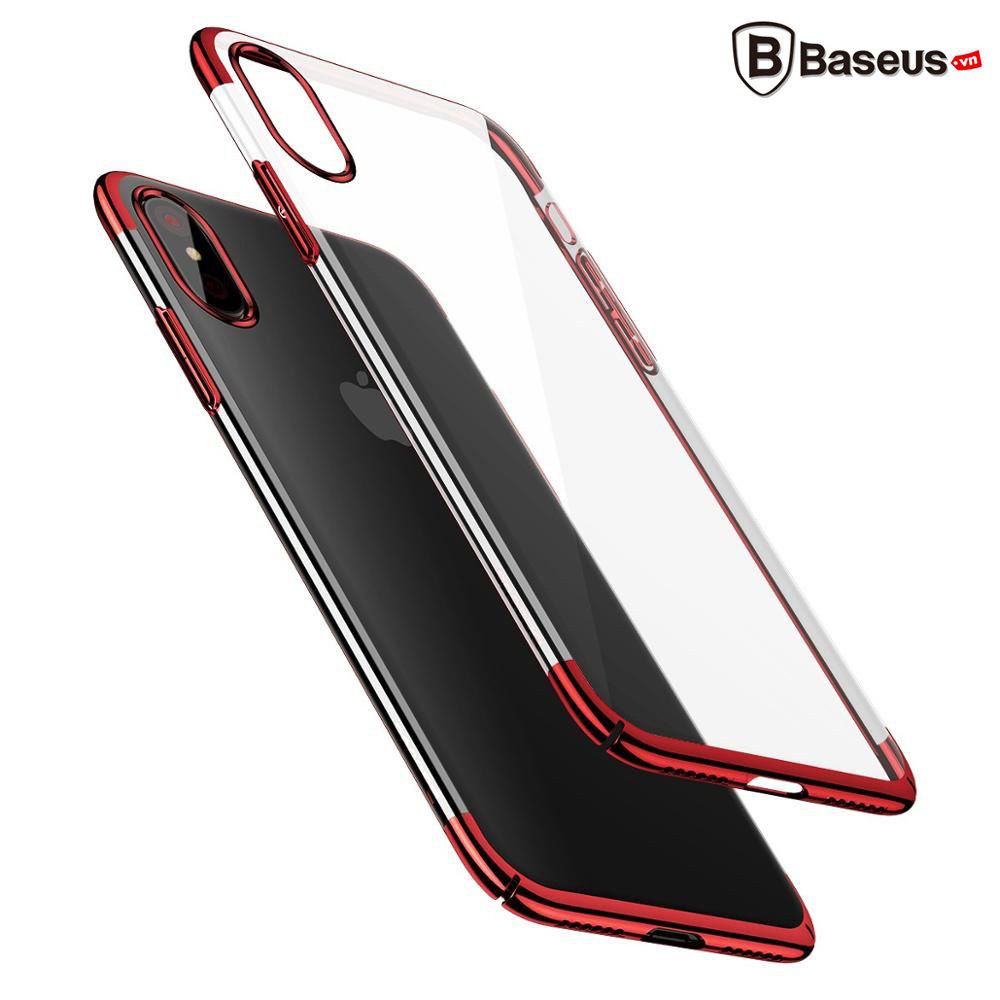 Ốp lưng trong suốt viền si màu Baseus Glitter Case LV237 cho iPhone X ( Ultra Thin Luxury Plating Plastic Case)