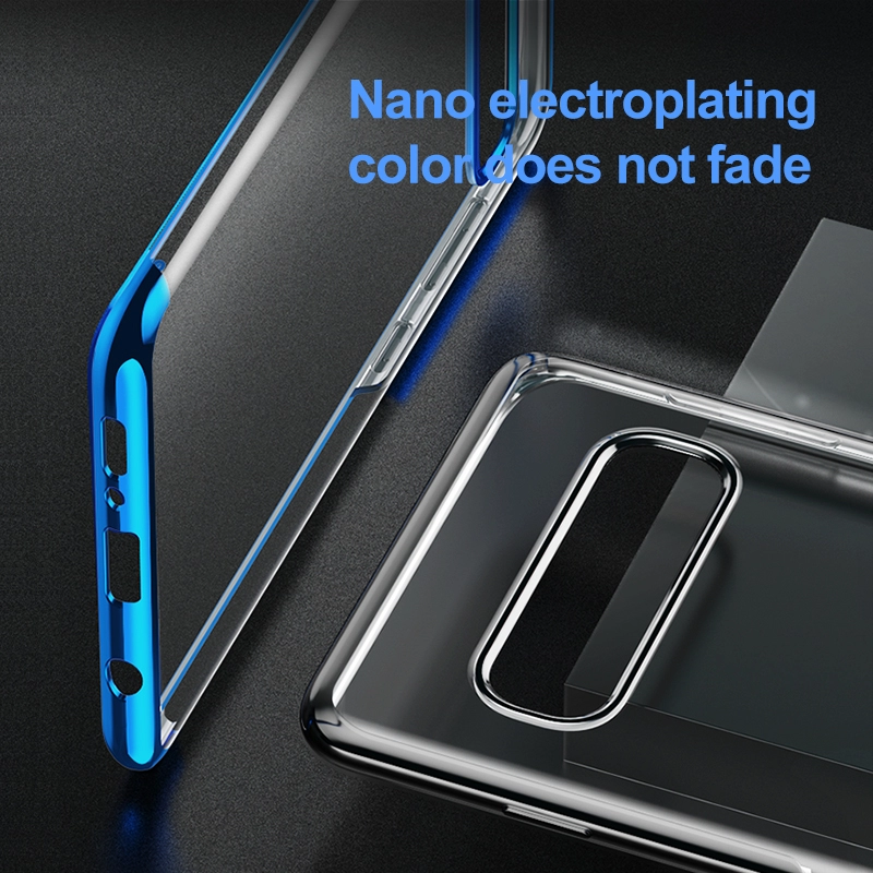 Ốp lưng Silicone dẽo trong suốt viền si Crome màu Baseus Shining Case cho Samsung Galaxy S10 / S10 Plus ( Soft TPU Silicone)