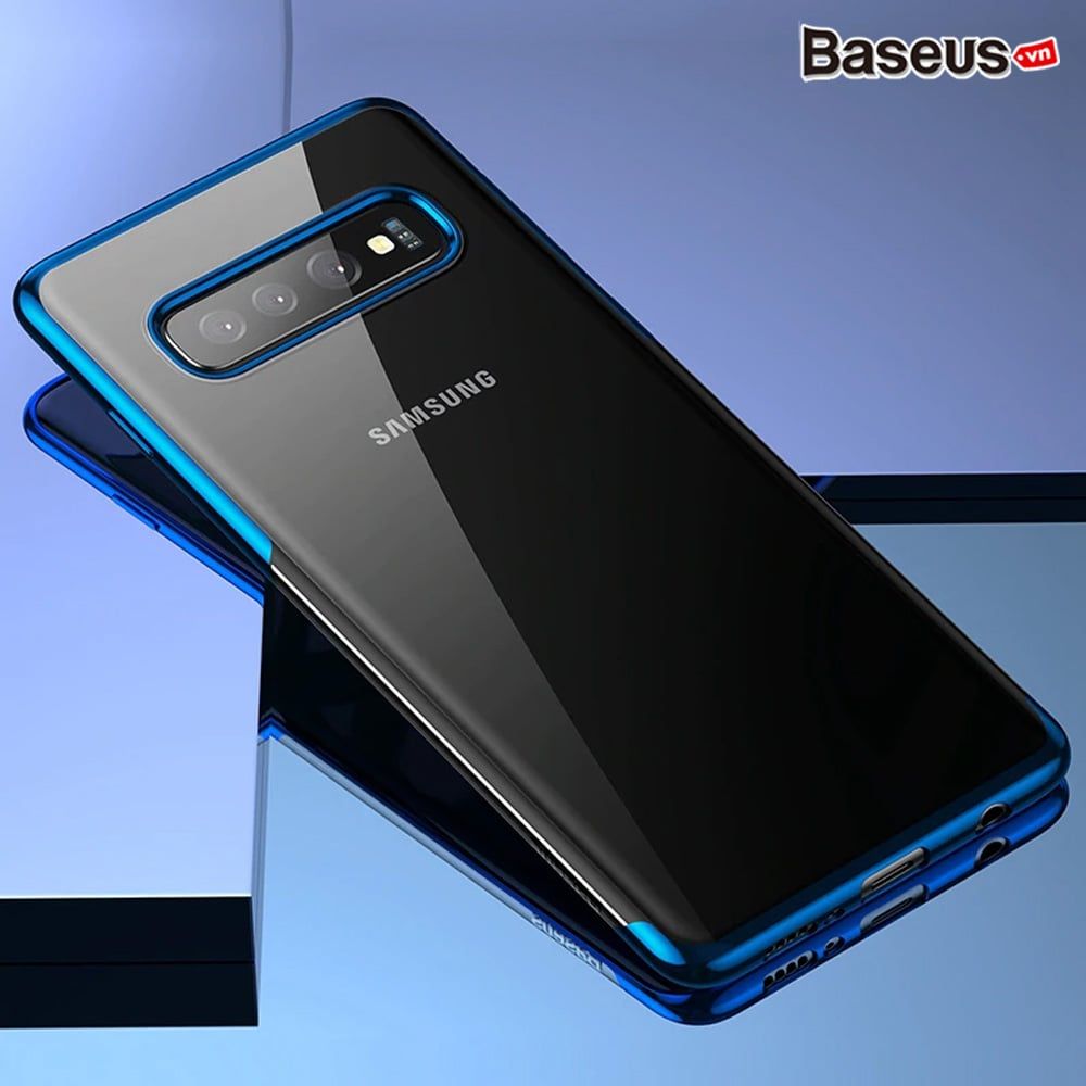 Ốp lưng Silicone dẽo trong suốt viền si Crome màu Baseus Shining Case cho Samsung Galaxy S10 / S10 Plus ( Soft TPU Silicone)