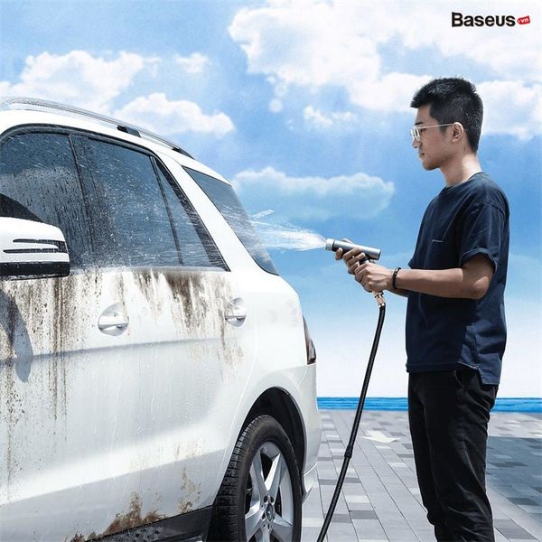 Bộ dây và vòi tăng áp lực nước dùng rửa xe, tưới cây Baseus Simple Life Car Wash Spray Nozzle