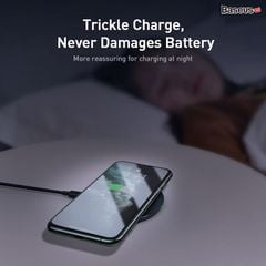 Đế sạc nhanh không dây 15W Baseus Simple Wireless Charger cho iPhone/Samsung/Xiaomi/ Huawei (15W,  2020 Upgraded Version Wireless Quick charger)