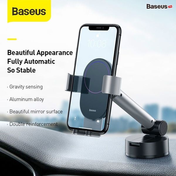 Bộ giá treo điện thoại dùng gắn kính hoặc táp lô trên xe hơi Baseus Simplism Gravity (Car Mount/Holder with Suction Base)