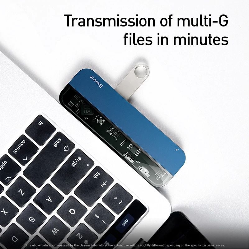 Bộ Hub đa năng Baseus Transparent Series 5 in 1 Multifunctional HUB dùng cho Macbook/iPad Pro ( Single Type-C to Type-C*2+USB3.0*2+HDMI)