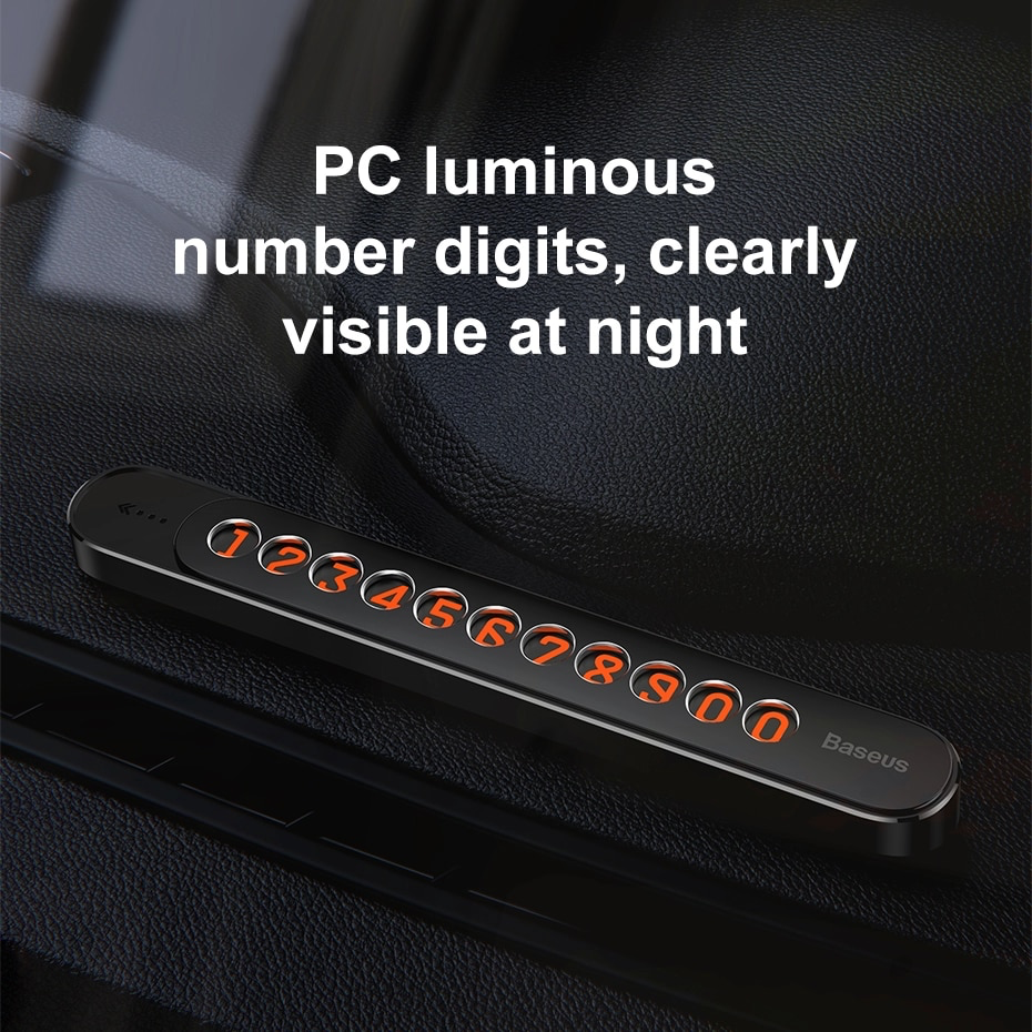 Bảng số điện thoại dạ quang dùng cho xe hơi Baseus Sliding Cover Temporary Parking Number