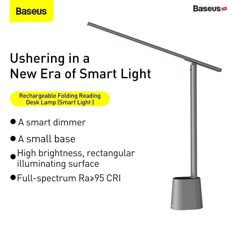 Đèn bàn thông minh Baseus Smart Eye – Gập gọn, pin sạc, cảm biến ánh sáng, ánh sáng tự nhiên 3000K–6000K