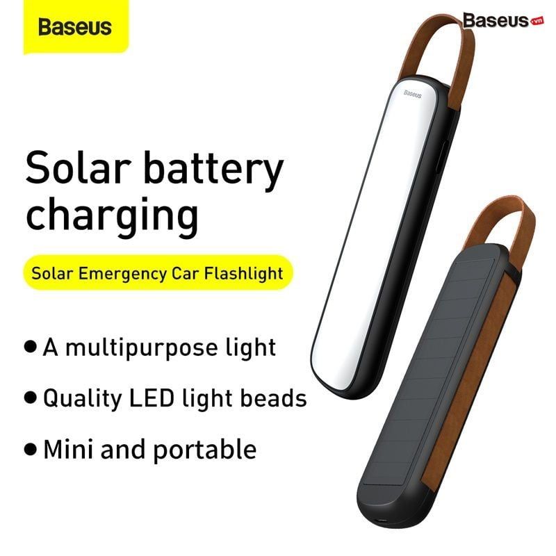 Đèn pin sạc năng lượng mặt trời đa năng Baseus Solar Emergency Car Flashlight (Hít nam châm, Pin sạc mặt trời, SOS)