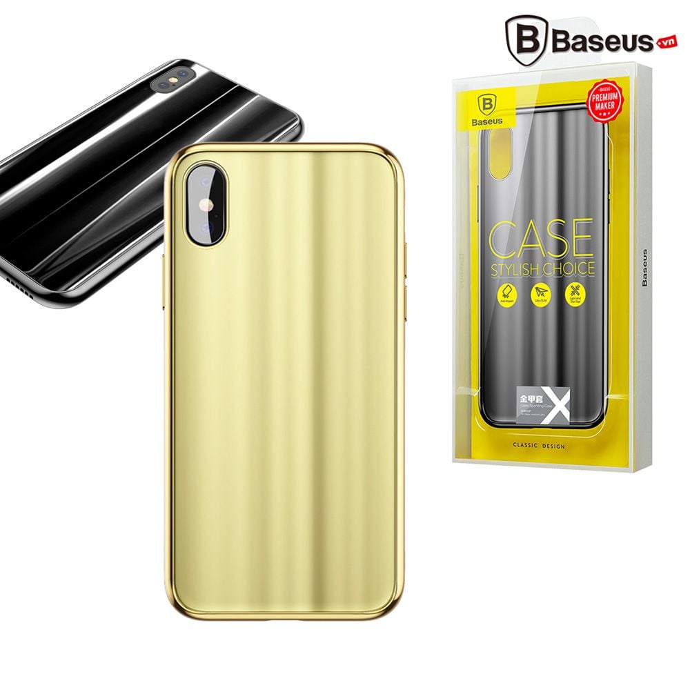 Ốp lưng kính tráng gương 3D Baseus Sparkling Case LV218 cho iPhone X (3D Glass + TPU)