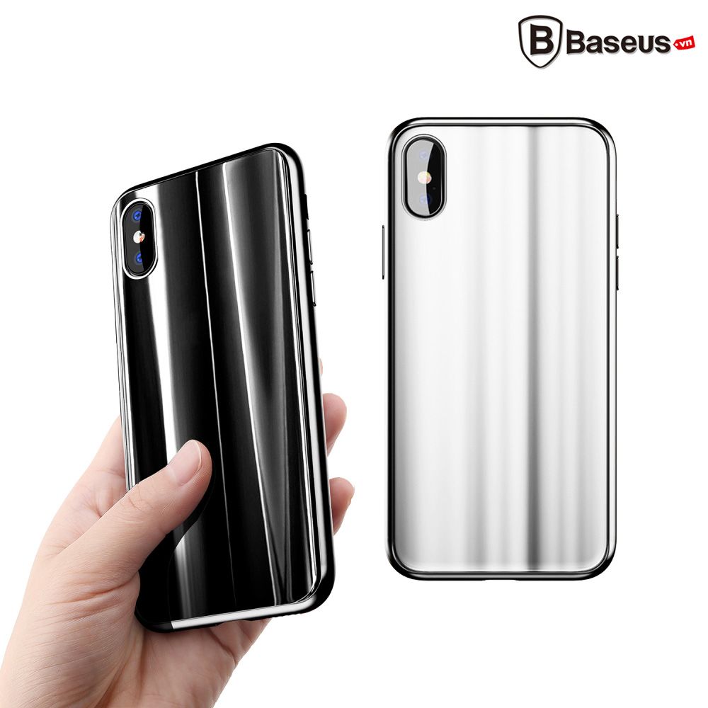 Ốp lưng kính tráng gương 3D Baseus Sparkling Case LV218 cho iPhone X (3D Glass + TPU)
