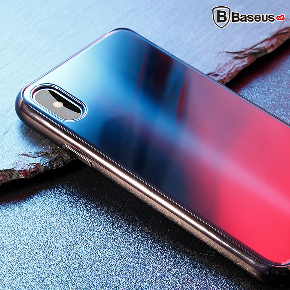 Ốp lưng kính tráng gương 3D Baseus Sparkling Case LV218 cho iPhone X (3D Glass + TPU)