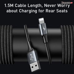 Cáp sạc Lightning tích hợp cổng chia USB 2 port Baseus Special Data Cable LV720 for Backseat (USB to iP+Dual USB, Cấp nguồn mở rộng cho ghế sau trên ô tô)