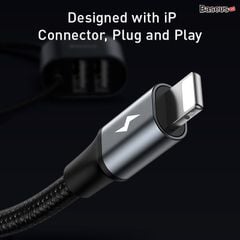 Cáp sạc Lightning tích hợp cổng chia USB 2 port Baseus Special Data Cable LV720 for Backseat (USB to iP+Dual USB, Cấp nguồn mở rộng cho ghế sau trên ô tô)