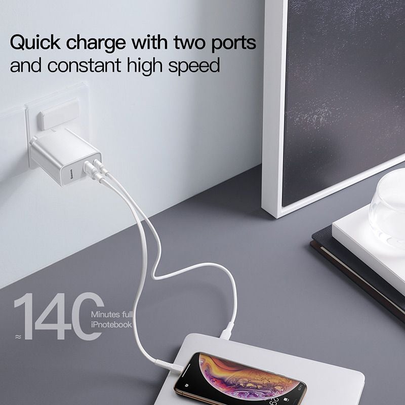 Bộ sạc nhanh đa năng Baseus Speed Dual Quick charger 30W dùng cho iPhone/ iPad/ Samsung/ Huawei (2 Port, Dual USB QC3.0 / USB QC3.0 + Type C PD)