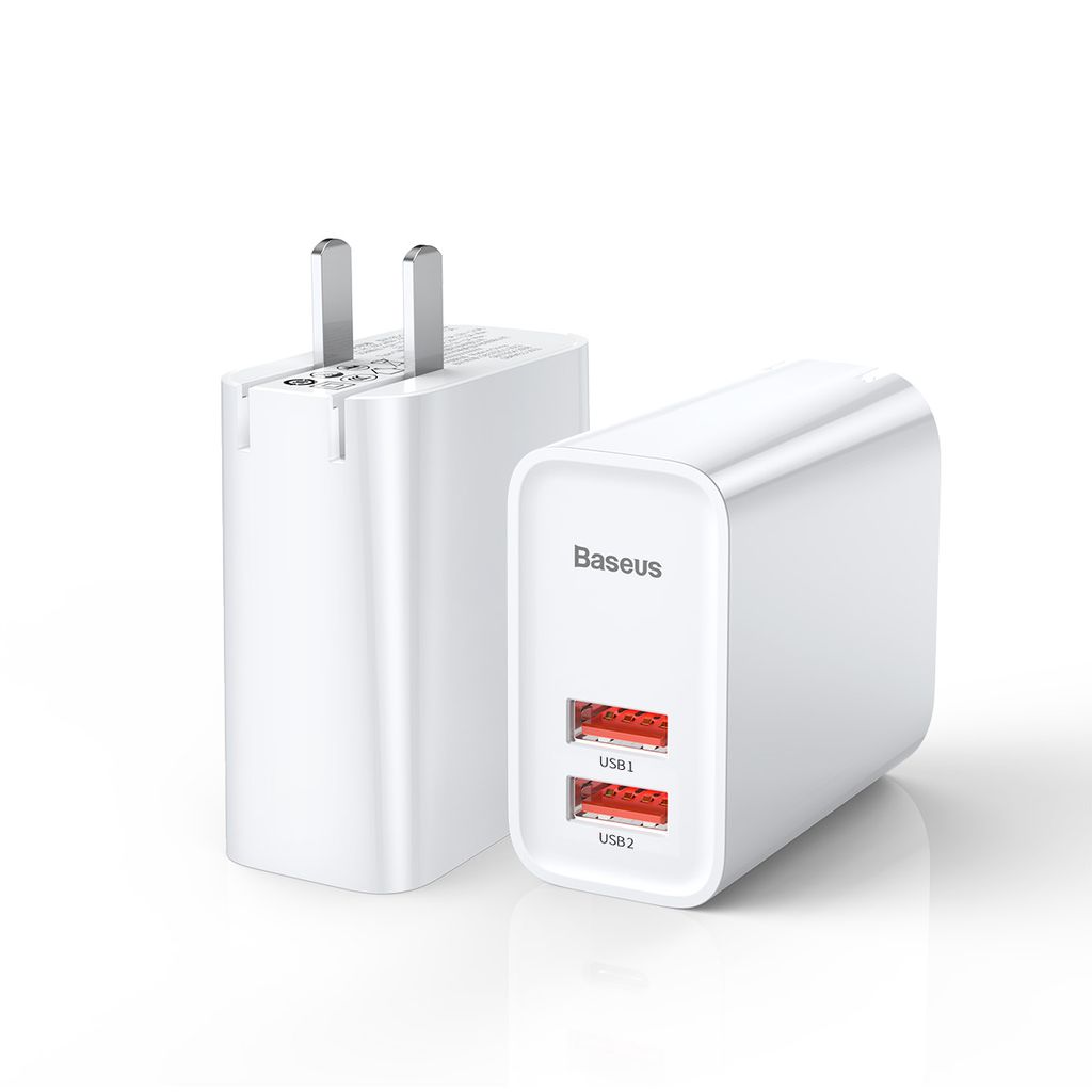 Bộ sạc nhanh đa năng Baseus Speed Dual Quick charger 30W dùng cho iPhone/ iPad/ Samsung/ Huawei (2 Port, Dual USB QC3.0 / USB QC3.0 + Type C PD)