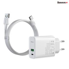 Bộ cốc sạc và dây cáp hỗ trợ sạc nhanh VOOC 4.0 Baseus Speed PPS Quick Charger C+A (With 1m 5A U-C Flash Cable, 30W)