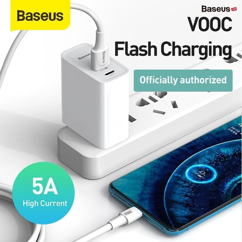 Bộ cốc sạc và dây cáp hỗ trợ sạc nhanh VOOC 4.0 Baseus Speed PPS Quick Charger C+A (With 1m 5A U-C Flash Cable, 30W)